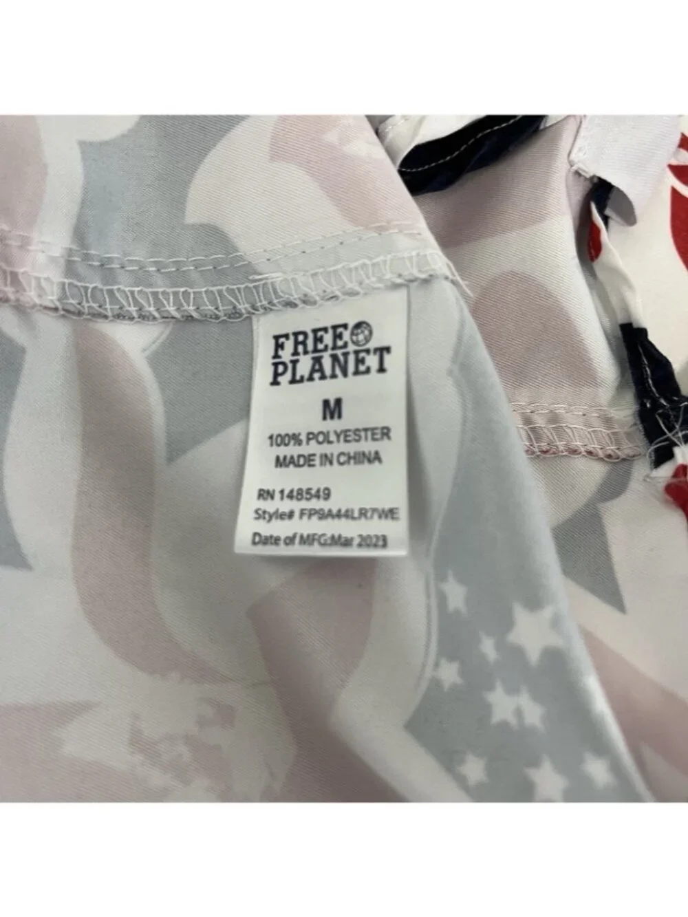 Free Planet Shirt & Swim Shorts Red White Blue Floral Button Short Sleeve